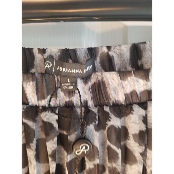 Adrianna Papell lined animal print skirt size large gray and black Pleated Long - Picture 6 of 6